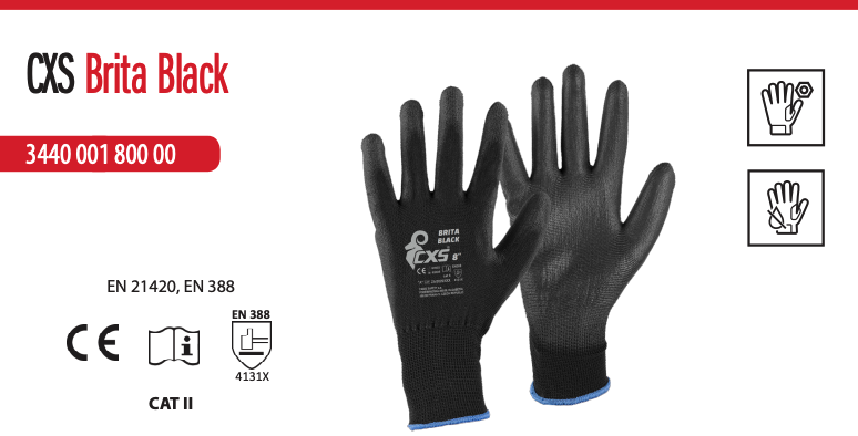 povrstvené rukavice cxs brita black