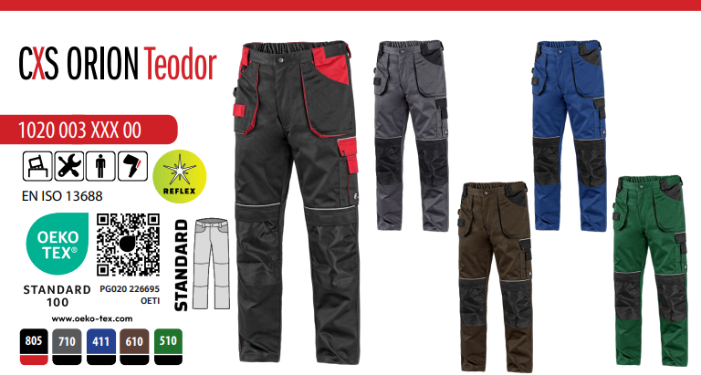 montérkové nohavice do pása cxs orion teodor, šedo čierne