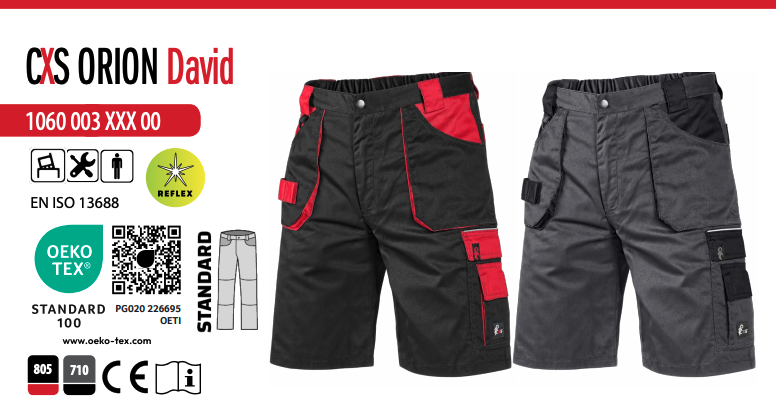 montérkové kraťasy cxs orion david, šedo čierne