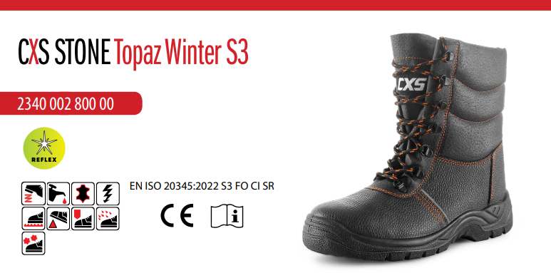 zimné bezpečnostné poloholeňové topánky cxs stone topaz s3
