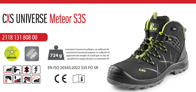 bezpečnostná členková obuv cxs universe meteor s3