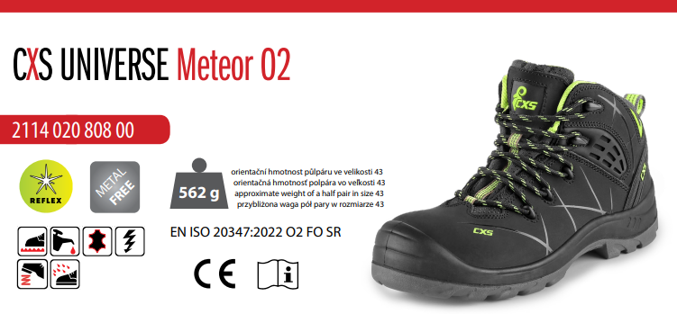pracovná členková obuv cxs universe meteor o2