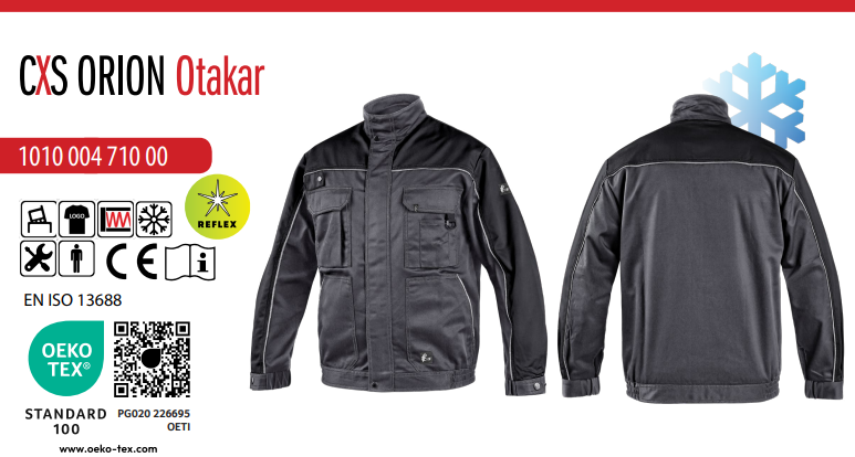 zimná montérková blúza cxs orion otakar, šedo čierna