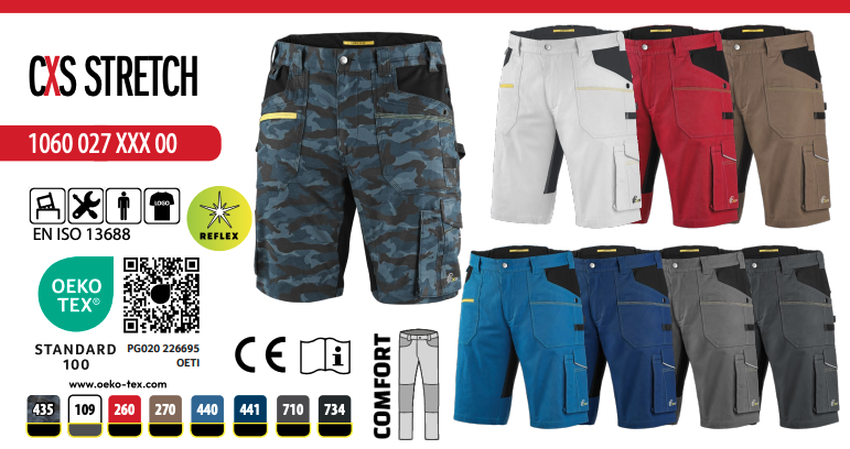 montérkové kraťasy cxs stretch, červeno čierna