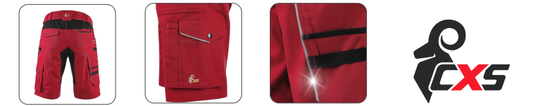 montérkové kraťasy cxs stretch, červeno čierna