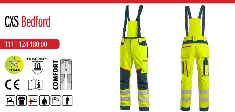 výstražné nohavice cxs bedfort, žlto petrolejová