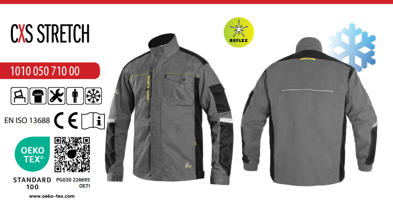 zateplená blúza cxs stretch, šedo čierna
