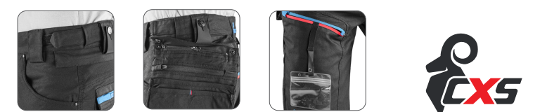 kraťasy cxs leonis, čierne s modro červenými doplnkami